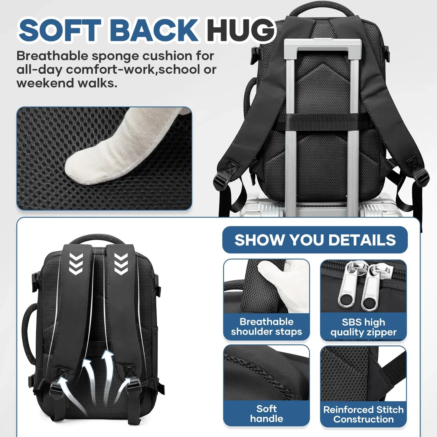 Under Seat Travel Backpack Ryanair 40x20x25 Airplane Travel Backpack Convenient Outdoor Men Laptop Backpack Outdoor Carry-On Bag
