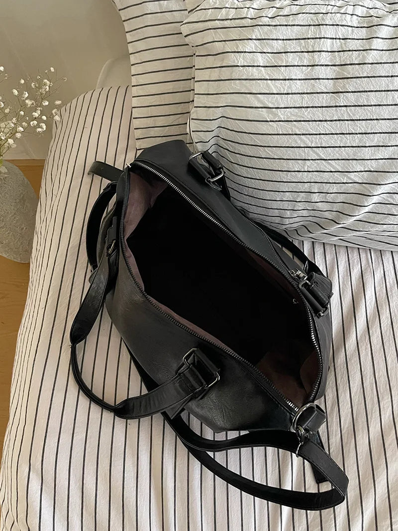 Large Capacity Black Shoulder Bags For Women Large Shopper Bag Solid Color Soft