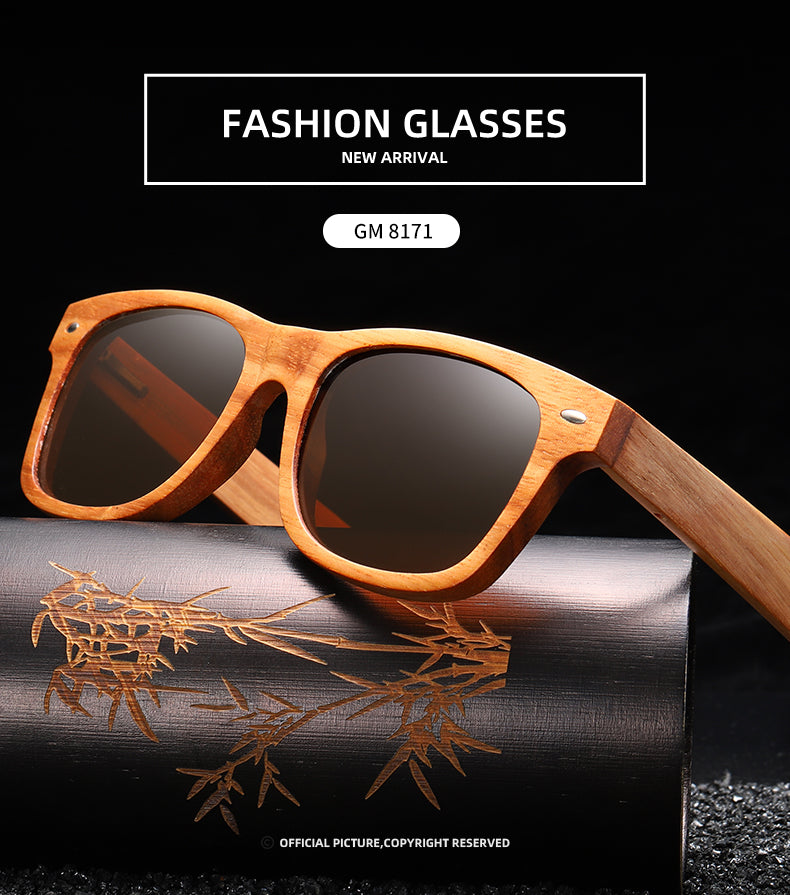 GM Natural Bamboo And Wooden Sunglasses VIP Manual Polarized Glasses Luxury brand Environmental Degradable Glasses Gift Box