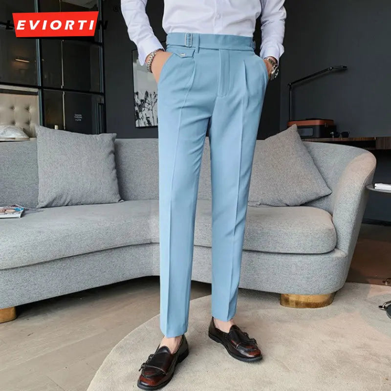 Slim Fit Business Suit Pants/Men's White Black Casual Trend Korean Fashion Straight