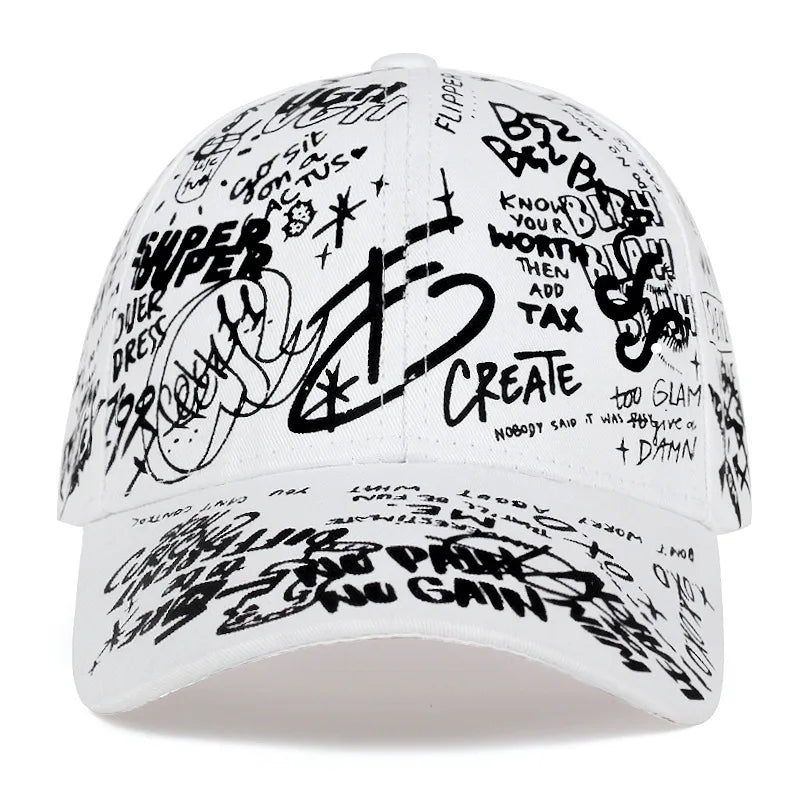Unisex Letter Geometry Printing Snapback Baseball Caps Spring and Autumn Outdoor Adjustable Casual Hats Sunscreen Hat