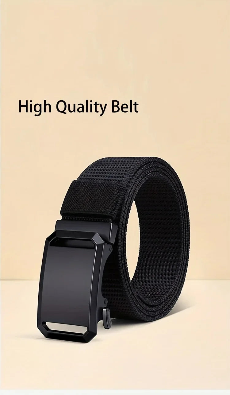 Men's Belt With Automatic Metal Buckle , Outdoor Working Tactical Belt ,Toothless Automatic Buckle For sports canvas Belts