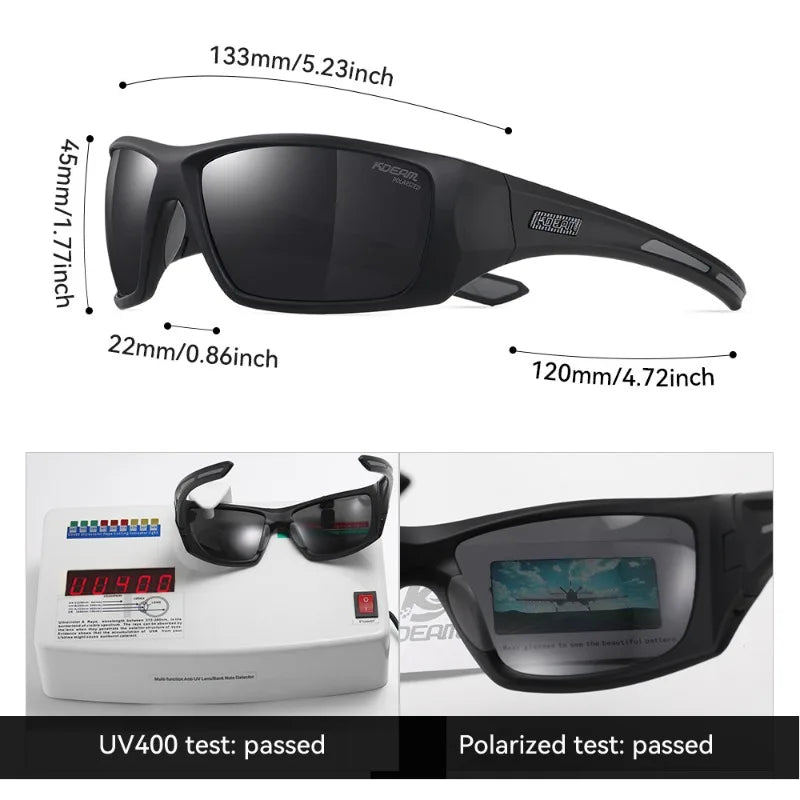 KDEAM Outdoor Sports Polarized Sunglasses Men's Fishing TR90 Frame UV Protection Lens Shield Sun Glasses Women Eyewear with Box
