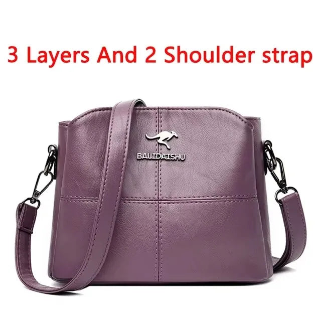 Brand Leather 3 Layers Alligator Crossbody Bag for Women Female Shoulder