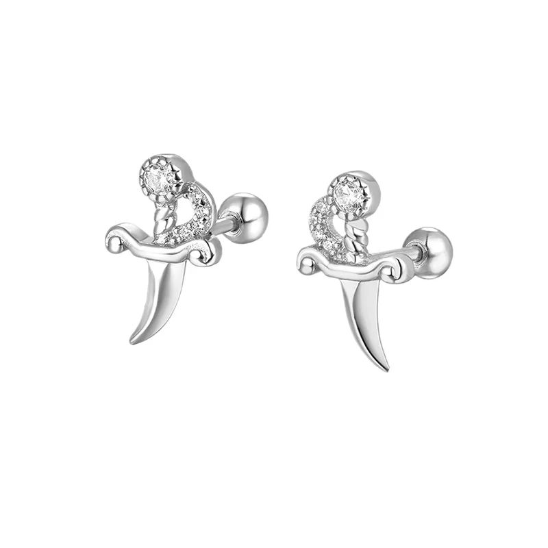 WANTME 925 Sterling Silver Fashion Love Butterfly Romantic Star Crown Screw Stud Earrings for Women Ear Bone Piercing Jewelry