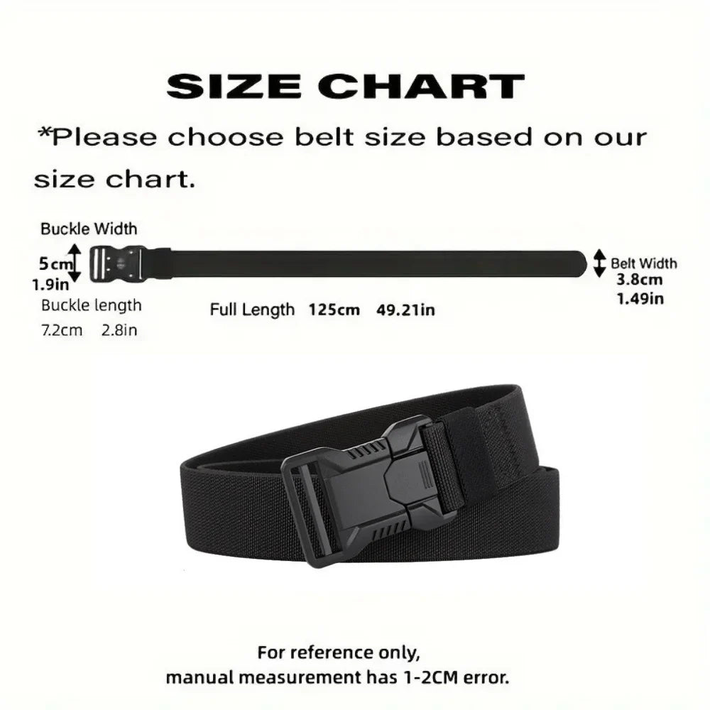 Tactical Belt Men's Elastic Webbing - Military Nylon Stretch Breathable Waistband for Outdoor Training Pants