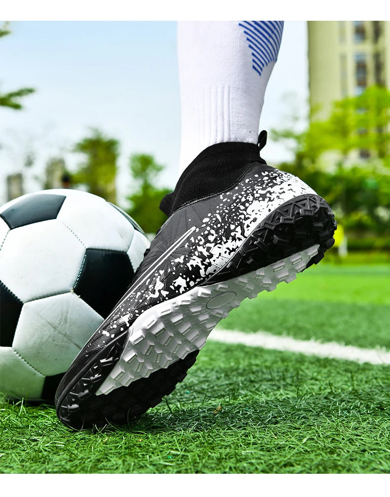 Men Soccer Shoes TF/FG High Ankle Training Cleats Professional Football Boots