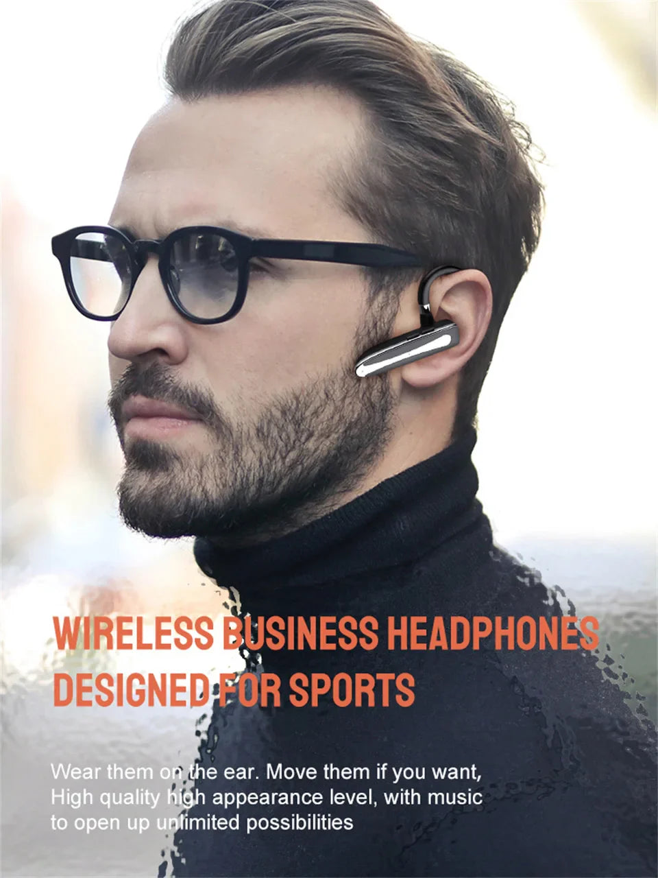 Wireless Bluetooth Headphones With Microphon Earphone ENC Noise Cancelling Handsfree Talking Headset Busines Auriculares Driving