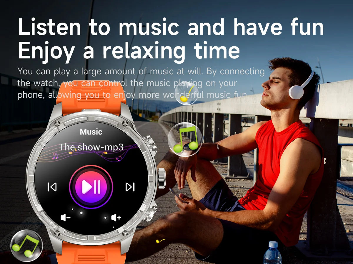 New T-Rex3 710mAh Large Battery Durable Adult Smart Watch 1.85-inch GPS trackr Compass 3ATM Waterproof BT Call Sports Smartwat