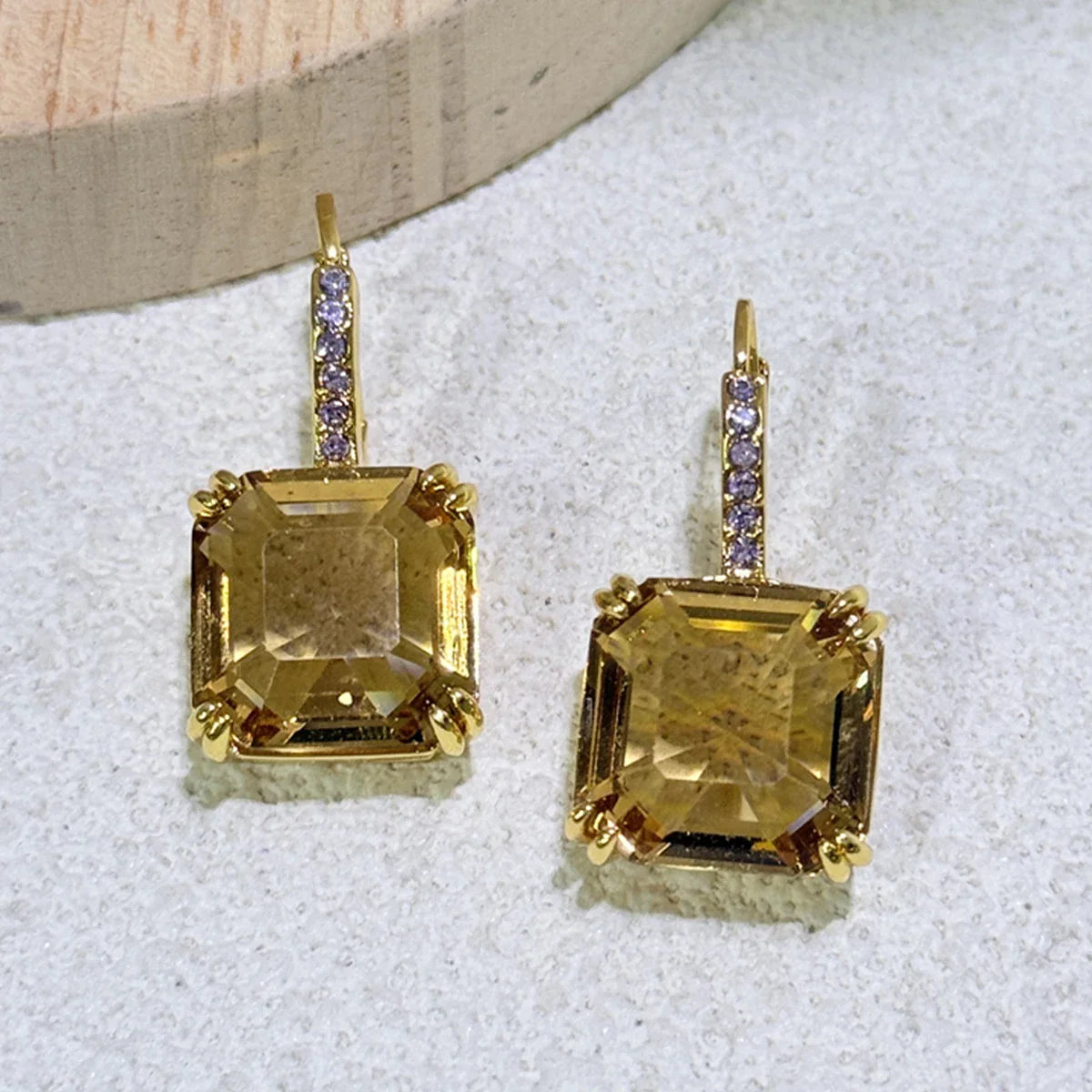 Original 2025 New Trend Anniversary Jewelry Set Charm Luxury Gold Purple Water Drop Crystal Fashion Women NecklaRce ing Earrings