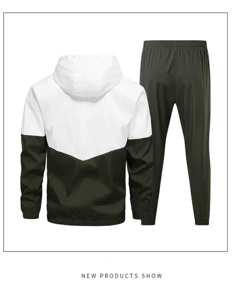 CHRLCK Men's Running Sportswear Suits Breathable Clothes Sports Joggers Training Gym Fitness Tracksuit Sets Men