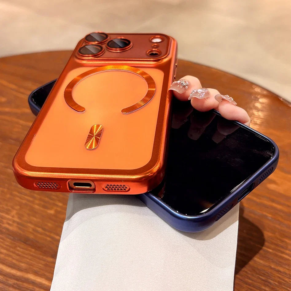 Plating Transparent For Magsafe Magnetic Case for IPhone 17 17Pro 17 Pro Max 17 Air Original Soft TPU Lens Protector Cover