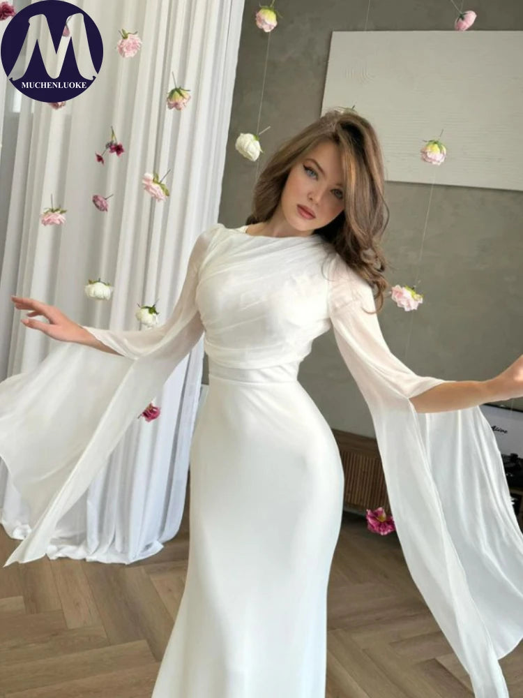 Formal attire Dresses: Elegant Scarf Collar Flying Sleeve Long Dress