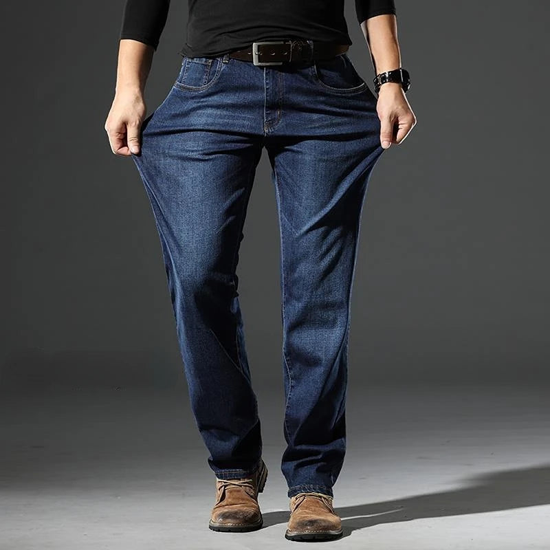 Baggy Straight Jeans for Men Classic Mens Cowboy Pants Regular Trousers Denim
