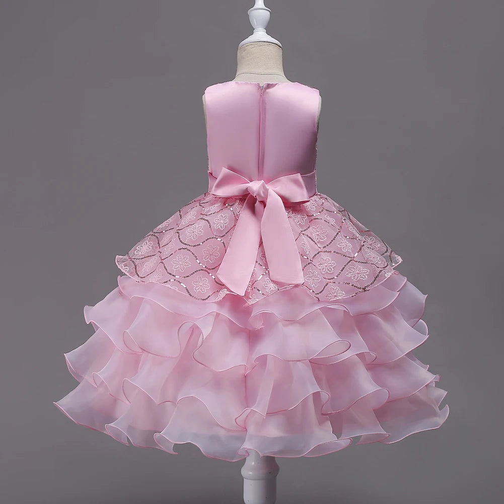 Children's wedding dress, princess dress, girl's program performance dress, diamond decoration cake, fluffy skirt