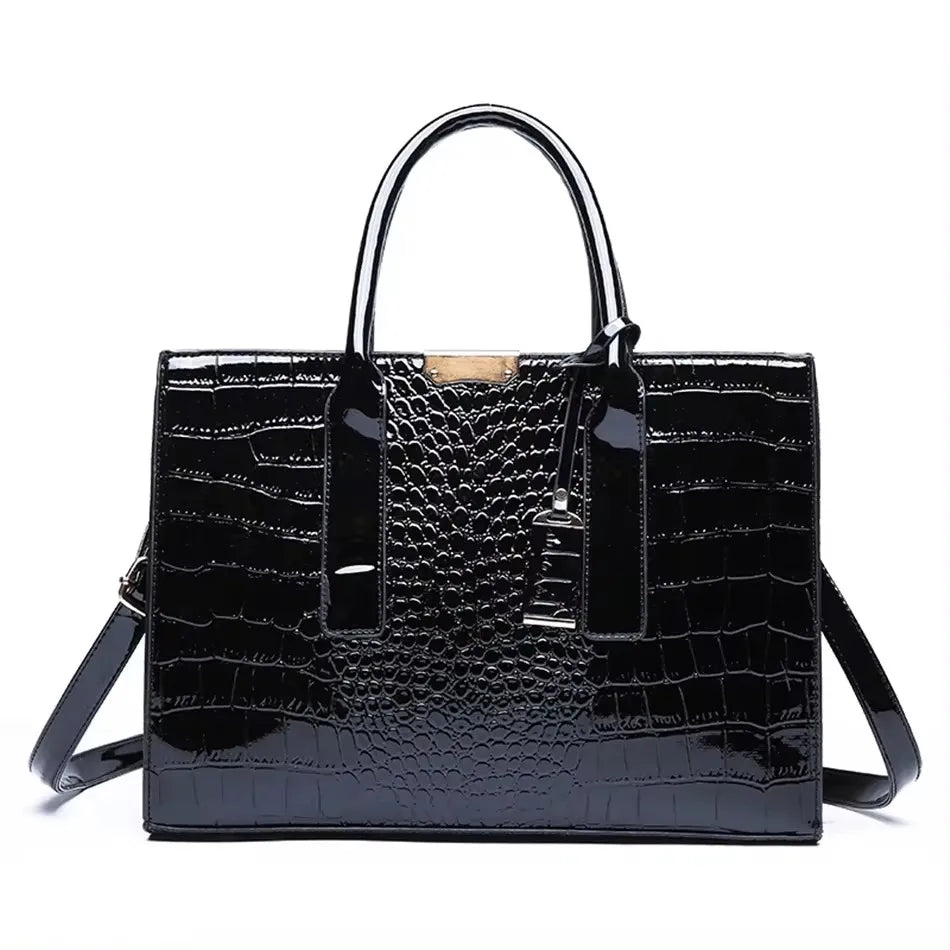 Brand Leather 3 Layers Alligator Crossbody Bag for Women Female Shoulder