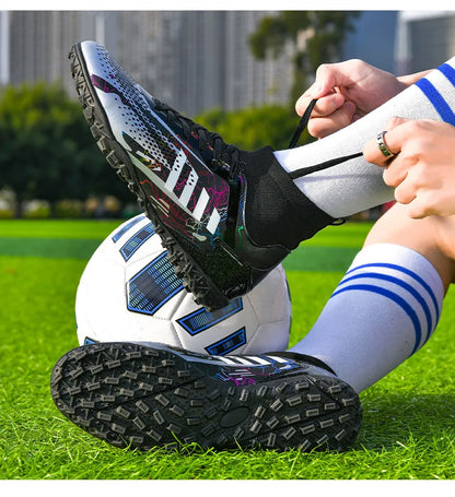 Black Red Men's Football Boots Size 47 Non-slip Turf Soccer Shoes for Men