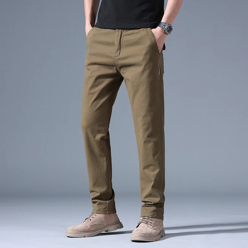 Men's Armygreen Casual Trousers Spring Autumn New In Fashion Versatile
