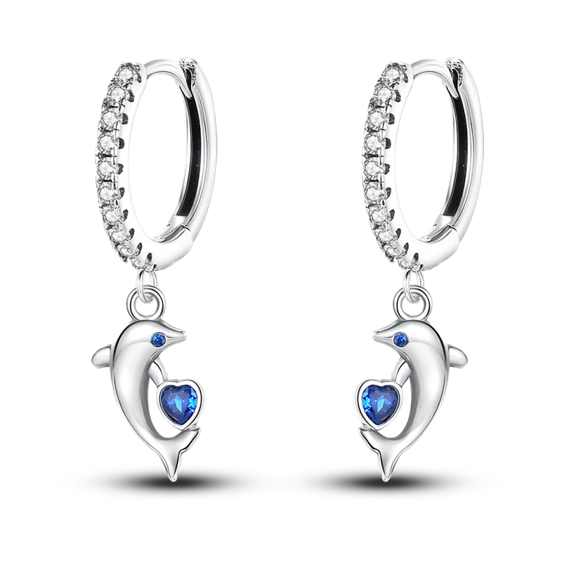 925 Silver Charms Plata De Ley 925 Jewelry Women Fashion Cute Tiny Clear Crystal CZ Stud Earrings Star Starfish Dolphin Earrings
