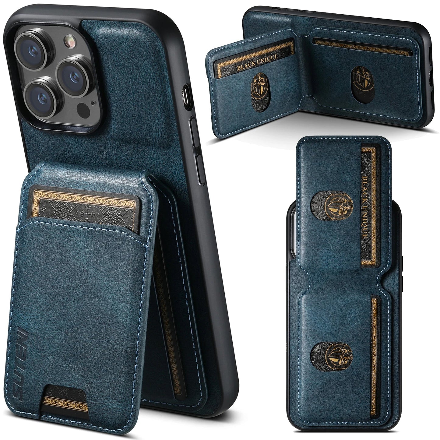 Leather Card Holder Phone Case Wallet Kickstand Cover For iPhone 17 16 15 14 13 12 11 Pro Plus Max X Xs XR
