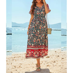 Plus Size Long Dress for Women Summer Beach Bohemian Dresses Oversized Female