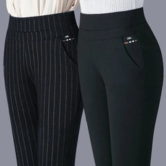 Women's Trousers Stripes Black OL Formal Clothes For Woman Pant