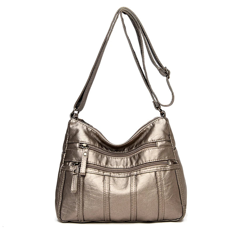 Fashion Soft Leather Crossbody Bags for Women Casual Female Multi Pocket