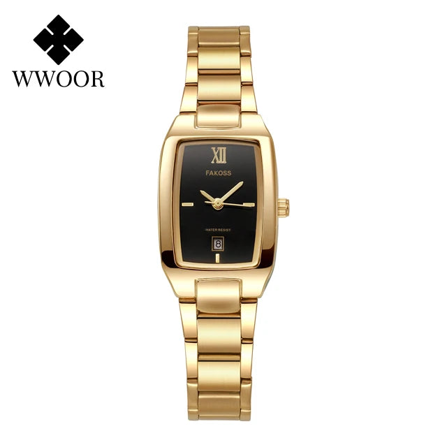 WWOOR Elegant Women's Watch Fashion Stainless Steel Waterproof Ladies Quartz Wristwatch Luxury Bracelet Watches Date Reloj mujer