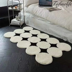 Plush Thicken Rugs Black White Carpet for Living Room Soft Fluffy Bedside