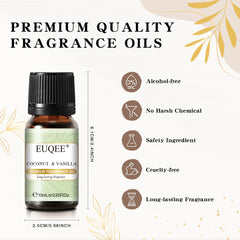 EUQEE 10ML Coconut Vanilla Bubble Gum Fragrance Oil For Making Candle, DIY Soap Coffee Cake Cedarwood Premium Aroma Oils