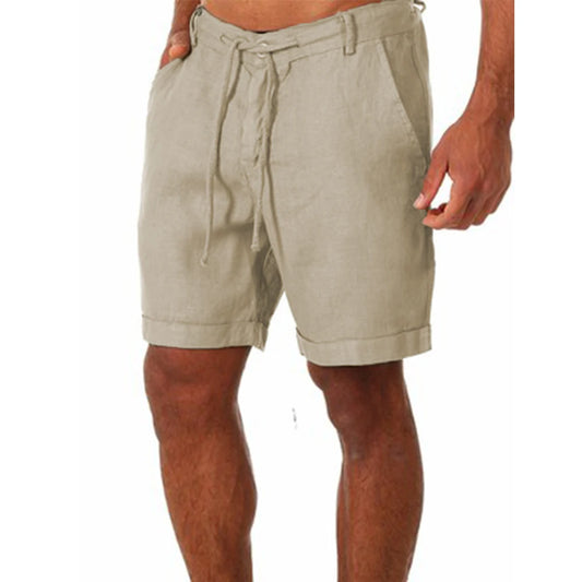 KB New Men's Cotton Linen shorts Pants Male Summer Breathable Solid Color Linen Trousers Fitness Streetwear S-4XL