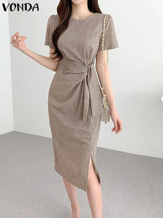 Formal attire Dresses: Elegant Party Dress Fashion Women Casual Loose Short Robe