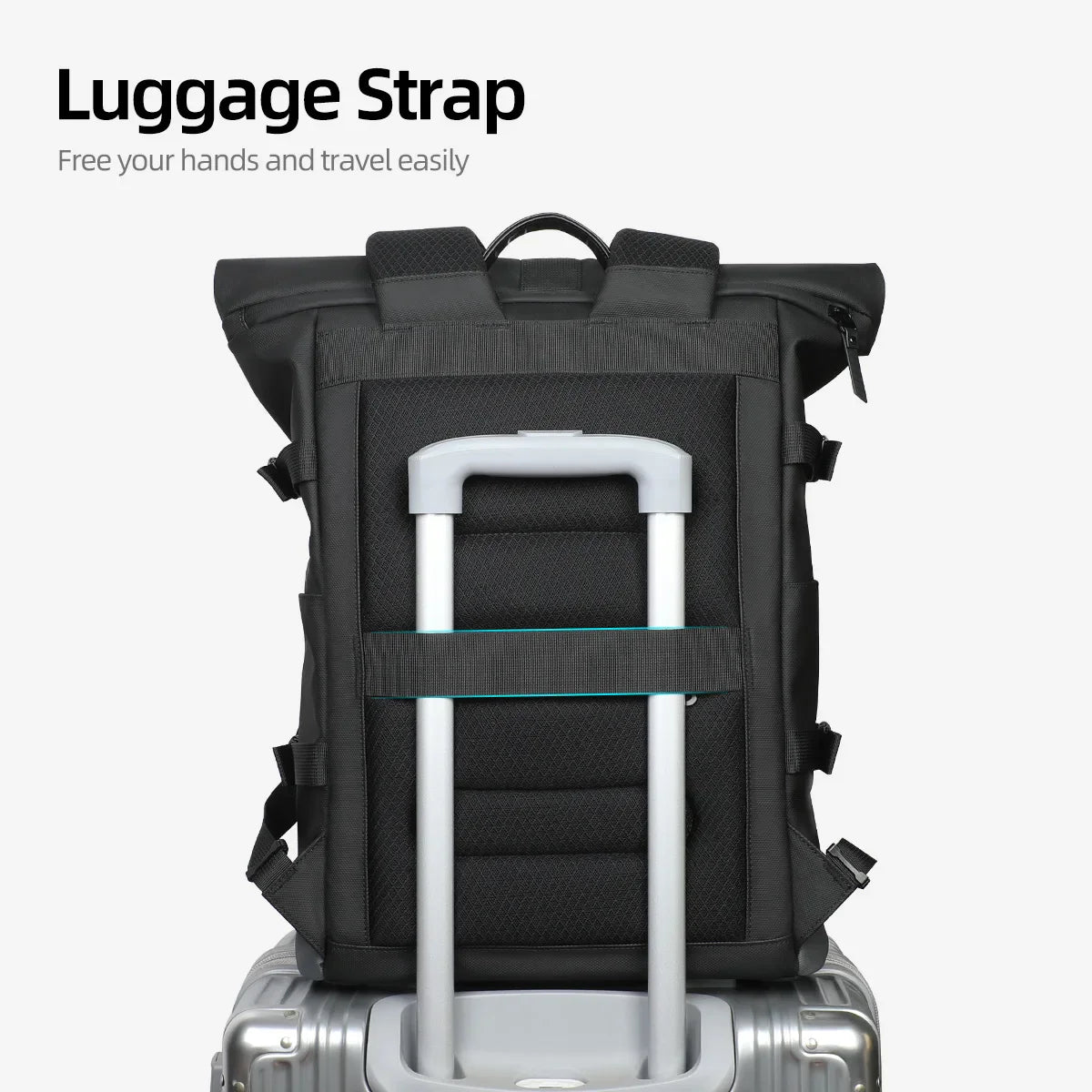 HK Waterproof Roll-Top Backpack for Men Large Capacity Expandable 17 Inch Laptop Bag Leisure Travel Backpack Hiking Camping Bags
