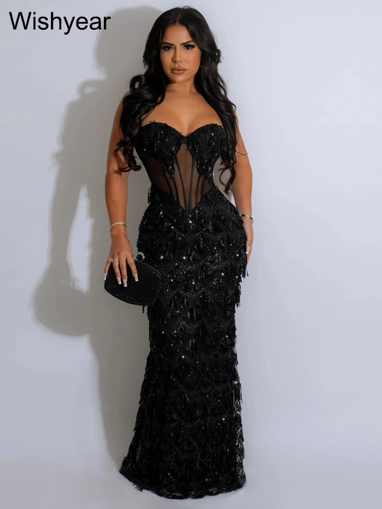 Evening Dresses:  Birthday Event Party Dresses for Women Sequined