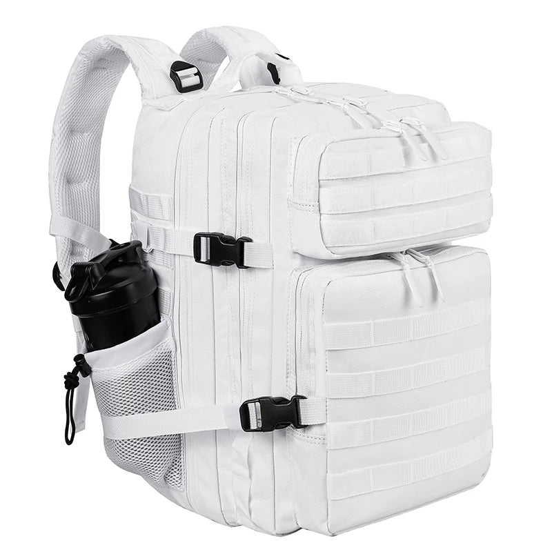 LHI 45L Tactical Backpack for Men and Women Large Athlete Gym Bag Outdoor Sports Hiking Survival Rucksack with Bottle Holder