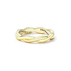 925 Sterling Silver Simple Twisted Ring 14K Gold Plated Cubic Zirconia Eternity