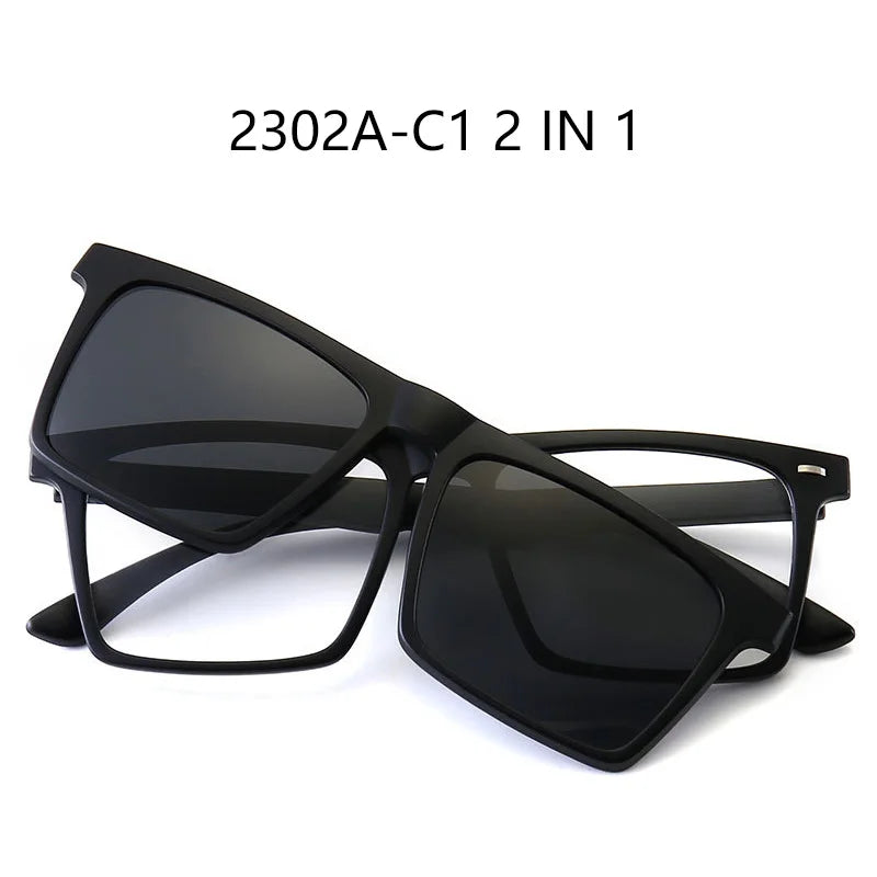 Sunglasses Square Frame Magnetic Clip On Glasses Optical Prescription