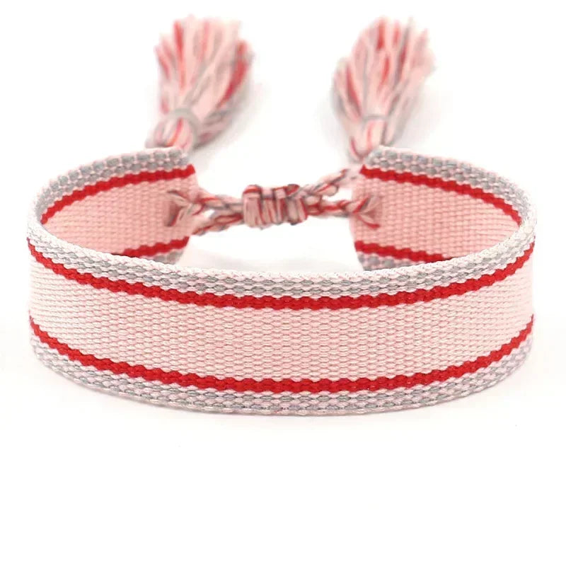 Ethnic Personality Braided Fabric Bracelet for Women Bohemian Adjustable Bracelet Handmade Wrist Bracelet Tassel Fashion Jewelry