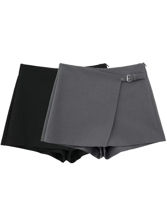 Willshela Women Fashion Solid Bandage Side Zipper Mini Skirts Shorts Vintage High Waist Female Chic Lady Shorts