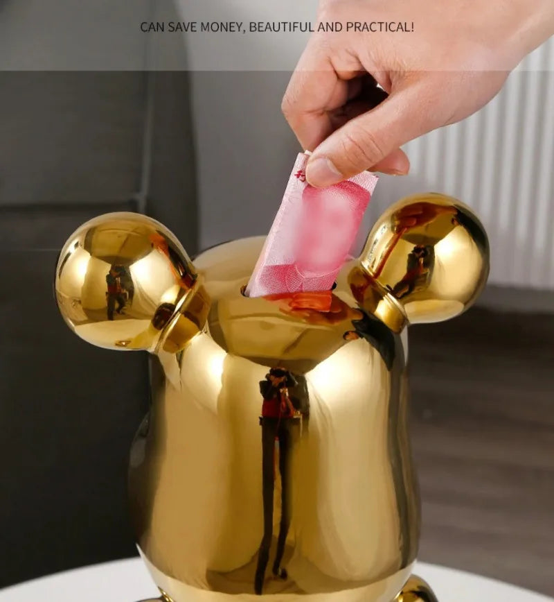 28cm Aesthetic Bear Figure Ceramics Plating Violent Bear Statue Animal Figurine Sculpture Luxury Living Room Decoration Ornament