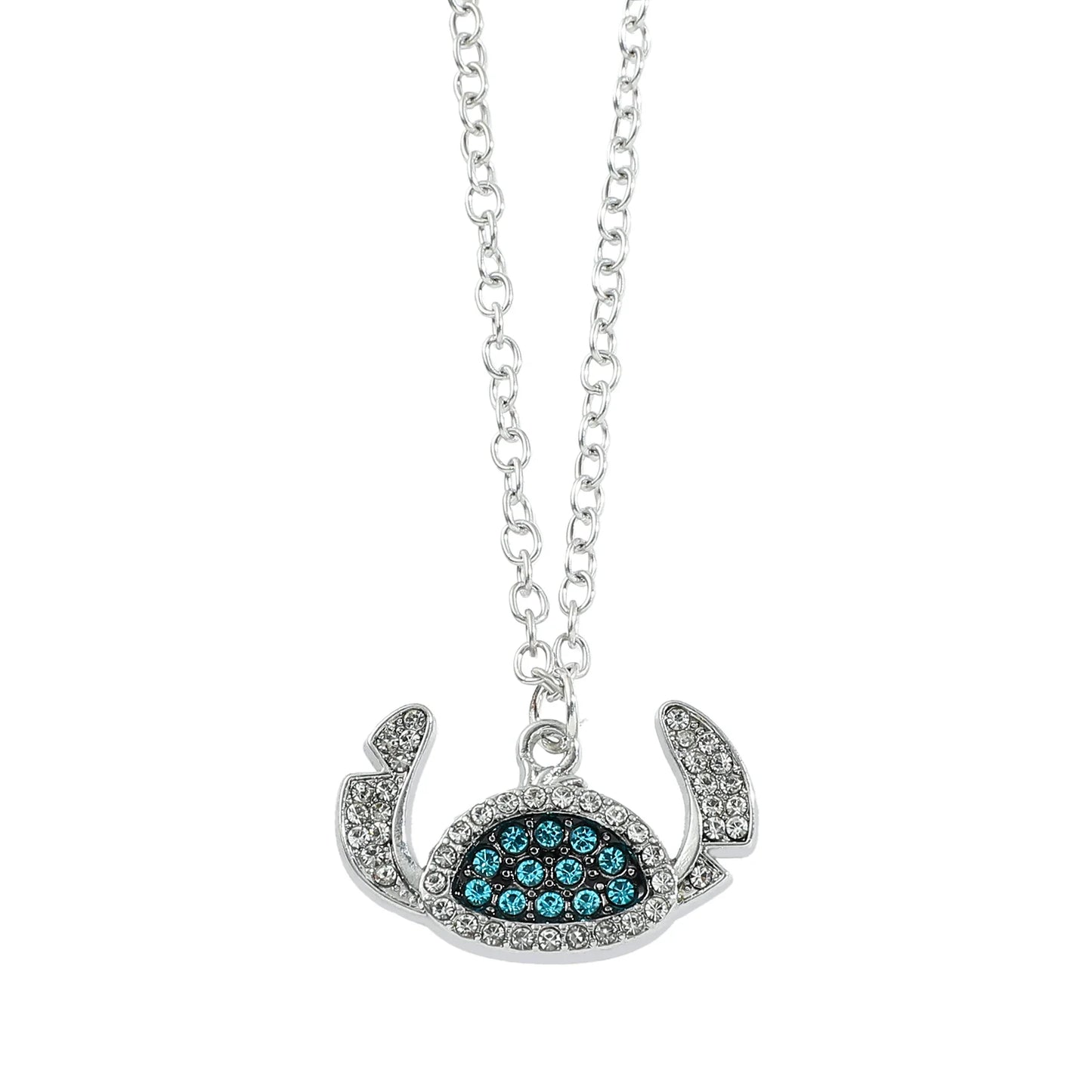 Disney Stitch Cartoon Pendant Necklace Cute Filled Rhinestones Jewelry Personality Sweater Chain Gift for Fashion Lovers