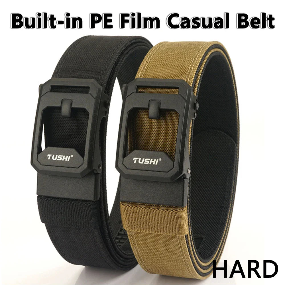 TUSHI Hard Tactical Belt for Men Sturdy Nylon Metal Automatic Buckle Police Duty Military Belt Outdoor Girdle IPSC Accessories