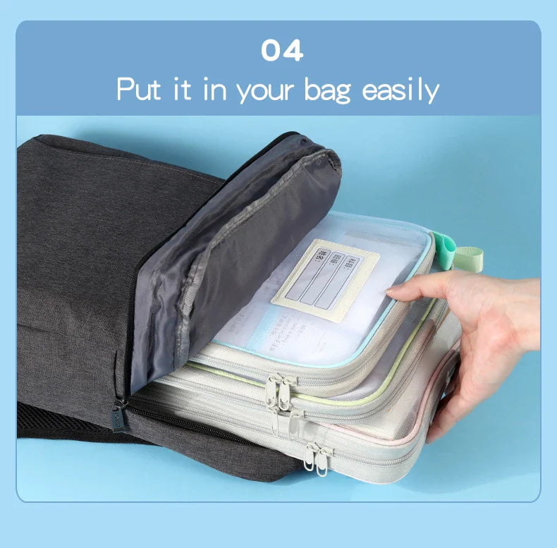 1 Pcs A4 Transparent File Subject Classification Thickened 5 Colors Mesh Simple Hand Storage Bag