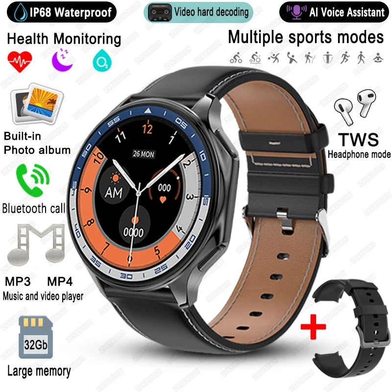 2025 New For OPPO Watch X Smart Watch 4G Memory Music Video HD Bluetooth Call IP68 Waterproof AMOLED Smart Watch TWS Earphones