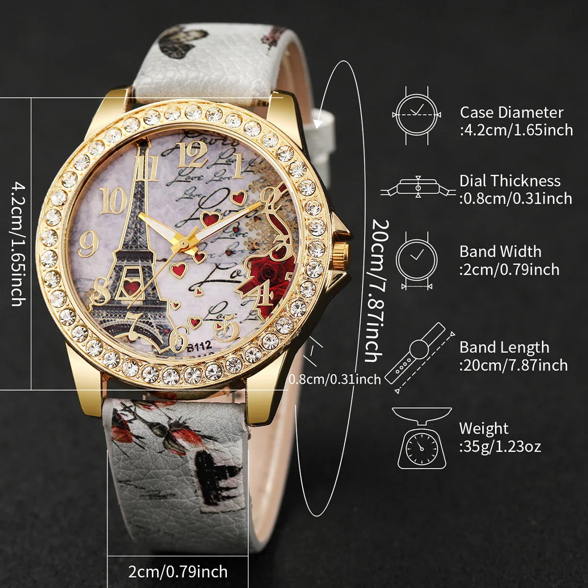 Fashion Rhinestone Women's Watch Arabic Dial Leather Band Quartz Watches（Without Box）