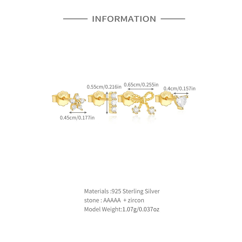 CANNER Set Double Layer Smooth Classic Hoop Earrings For Women 925 Sterling Silver Ins Flower Color Zircon Earrings Fine Jewelry