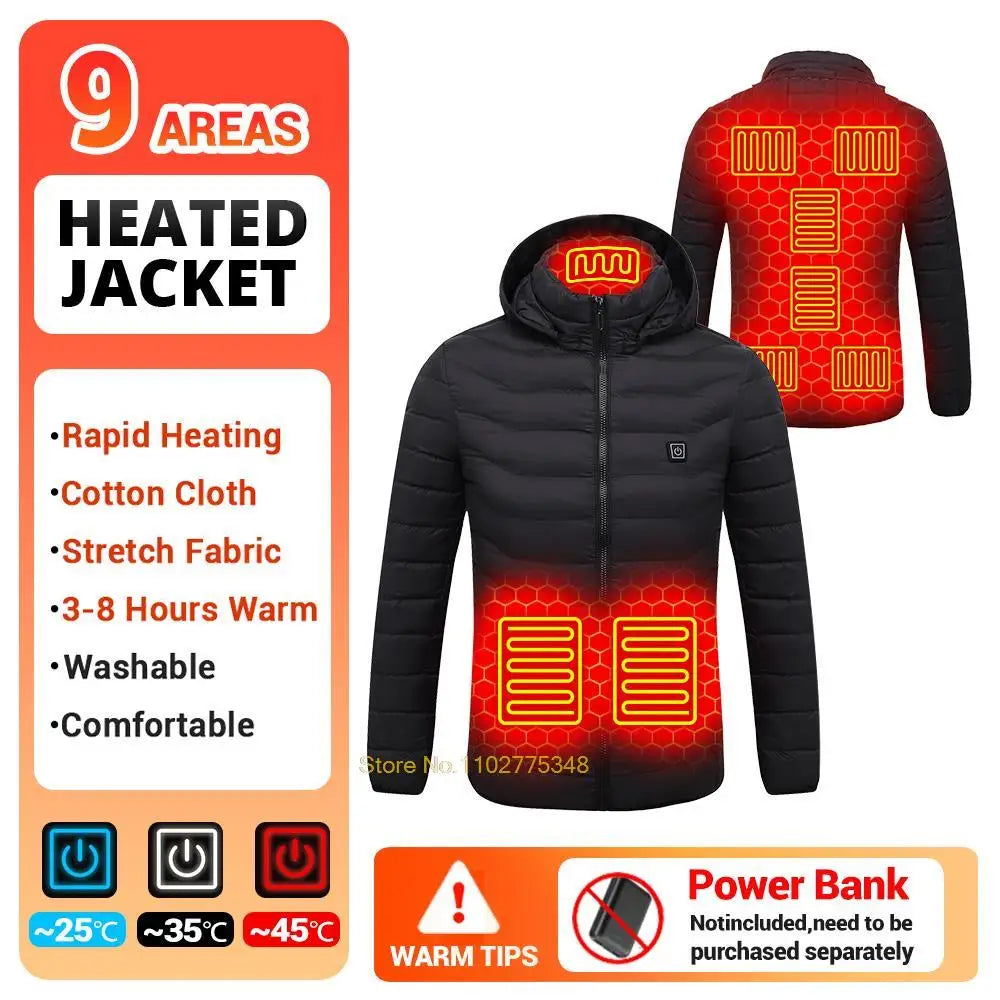 Heated Jacket Men 21 Areas USB Electric Heating Jackets Self Heated Down Jacket