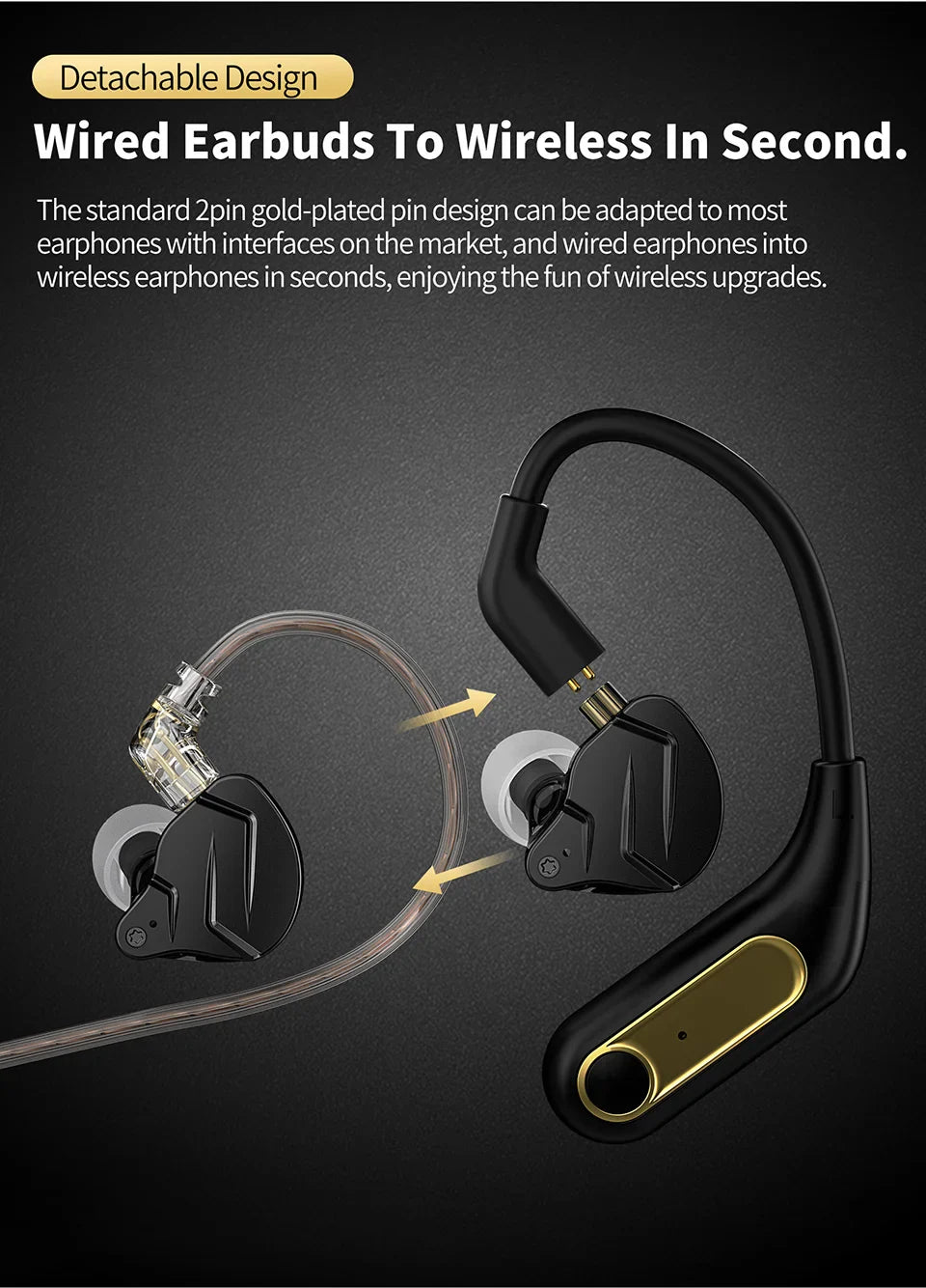 KZ AZ15 Upgrade Wireless Headphones Bluetooth-compatible 5.2 Cable Wireless Ear Hook With Charging Case AZ09 PRO AZ10 Z1PRO Z3