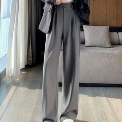 Women’s Wide Leg Pants Women Korean Style High Waist Black Trouser Office Ladies