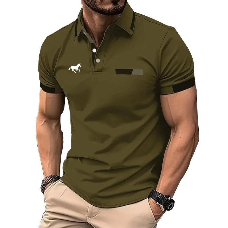 Men Summer Short Sleeve Fashion Slim Fit Polo Shirt 100% Polyester Quick Drying Business Casual Polo Shirt Tops 3D Digital Print